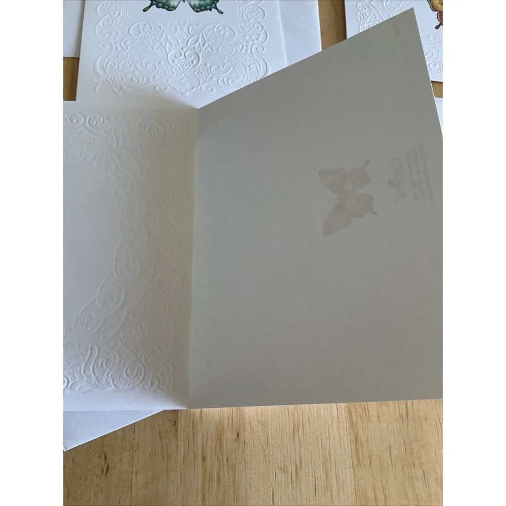 Current USA‎ Embossed 4 Butterflies Greeting Card Within Envelopes Blank